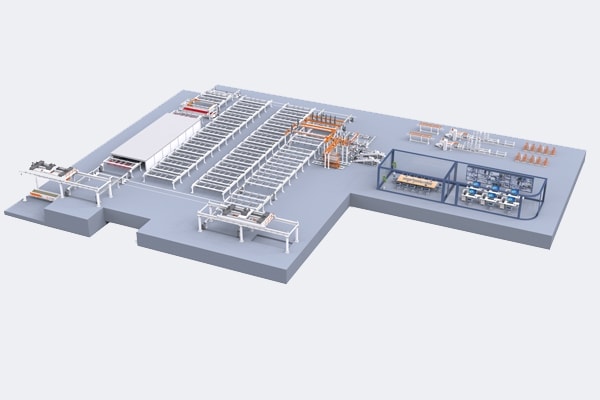 Section de fabrication et de circulation automatique des treillis d'acier